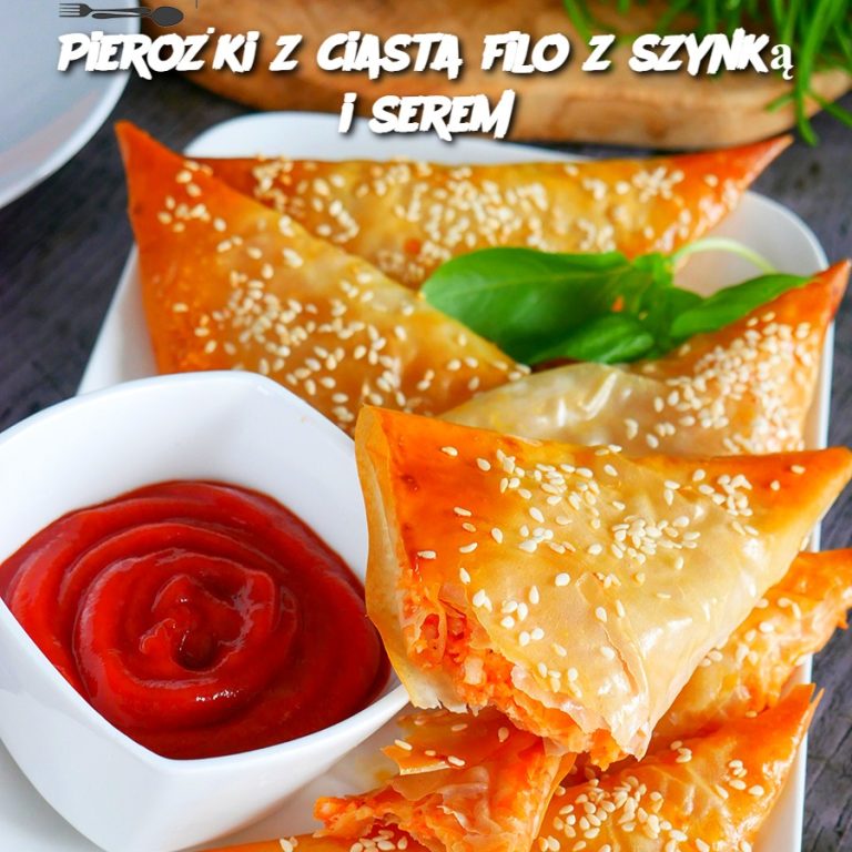 Pierożki z ciasta filo z szynką i serem