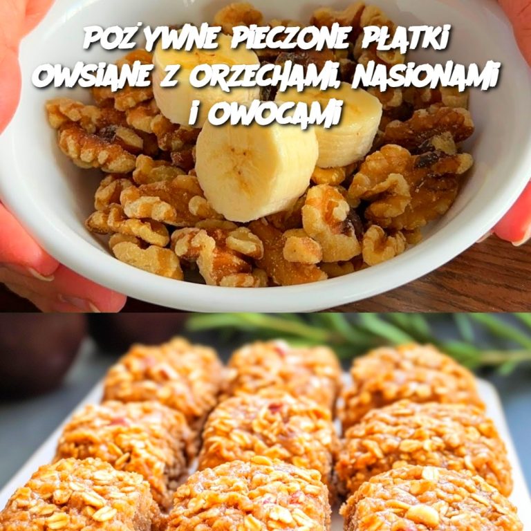 Pożywne pieczone płatki owsiane z orzechami, nasionami i owocami