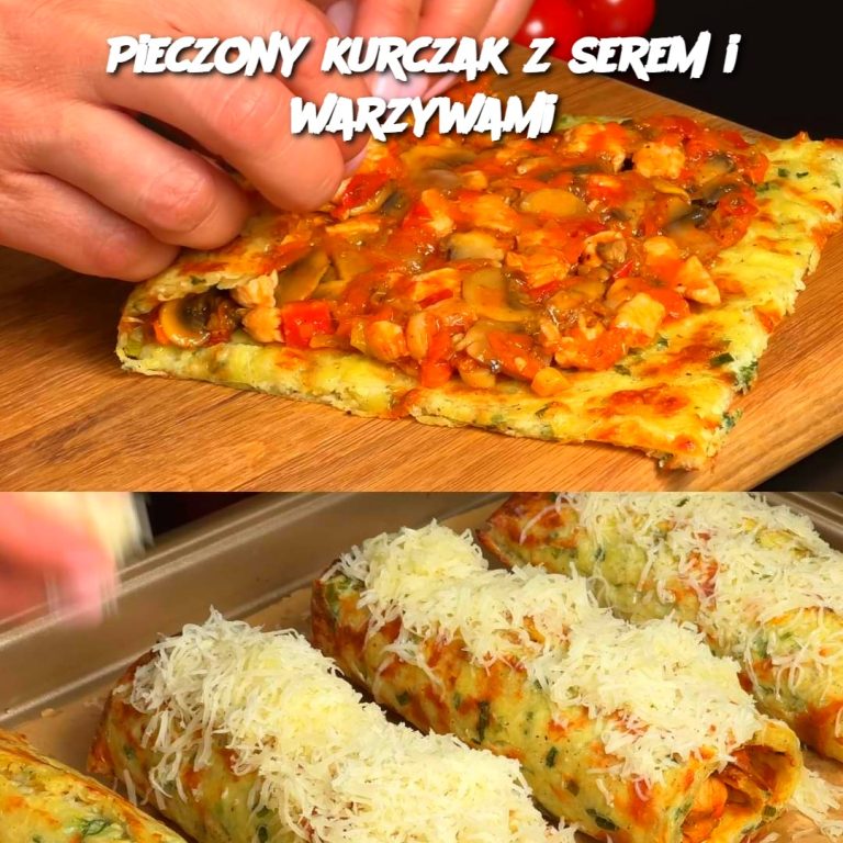 Pieczony kurczak z serem i warzywami