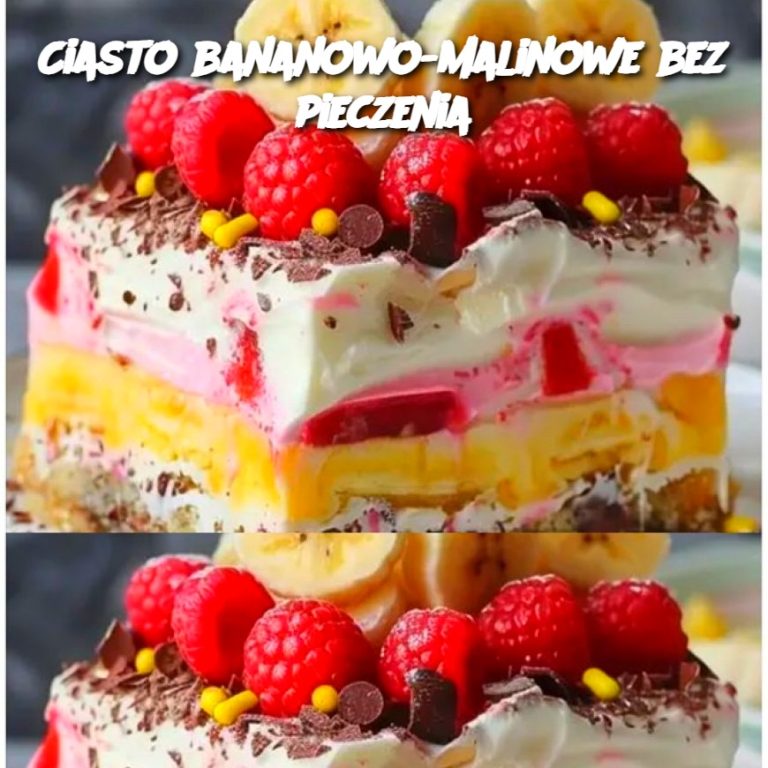 Ciasto bananowo-malinowe bez pieczenia