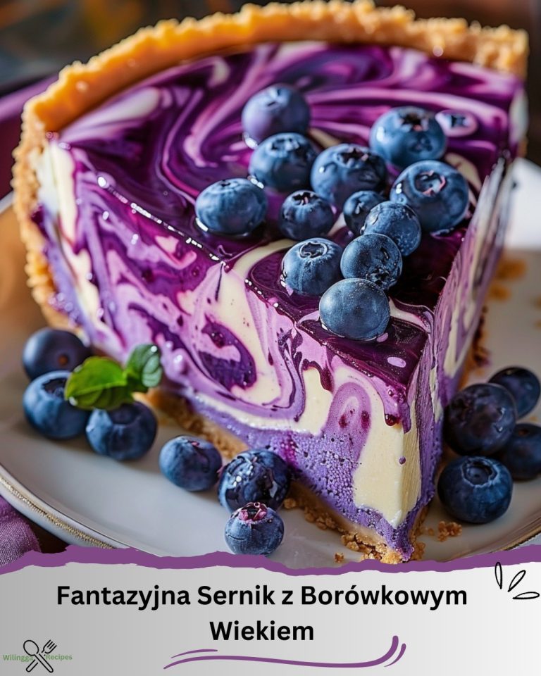 Ten sernik z borówkowym wirkiem to prawdziwa rozkosz dla podniebienia! 🍰💜 Sprawdź przepis i zaskocz swoich bliskich!