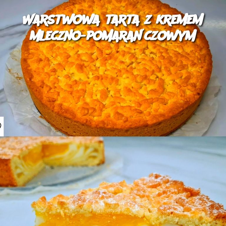 Warstwowa tarta z kremem mleczno-pomarańczowym