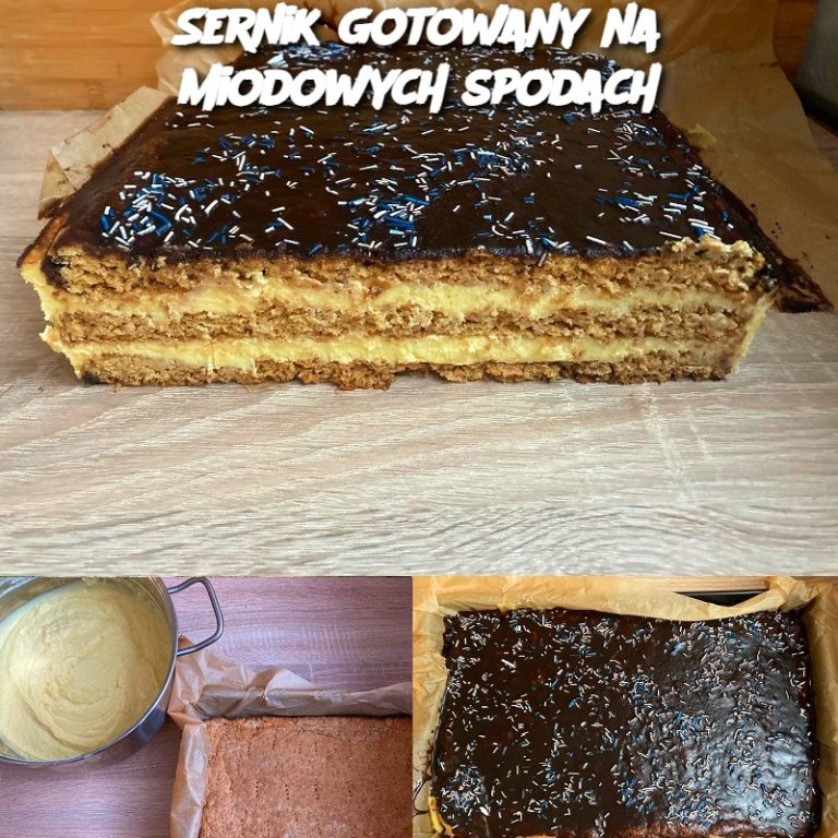 Sernik gotowany na miodowych spodach