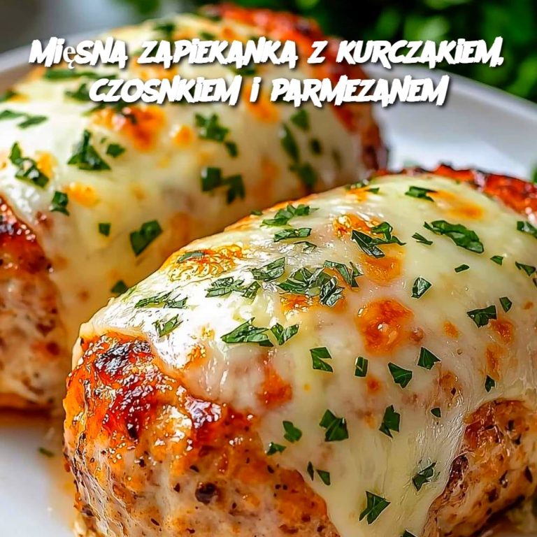 Mięsna zapiekanka z kurczakiem, czosnkiem i parmezanem