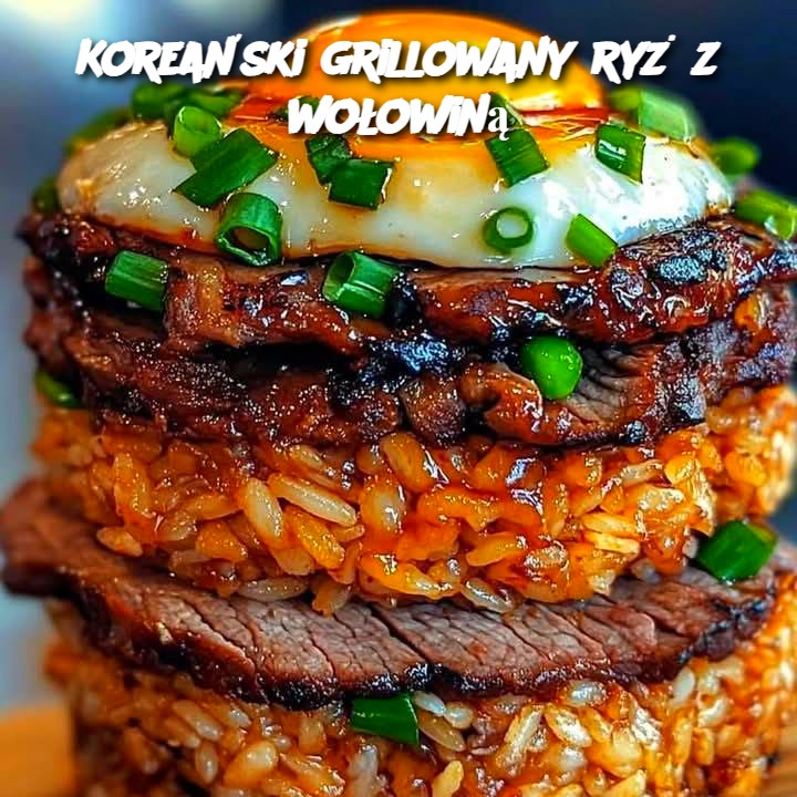 Koreański grillowany ryż z wołowiną