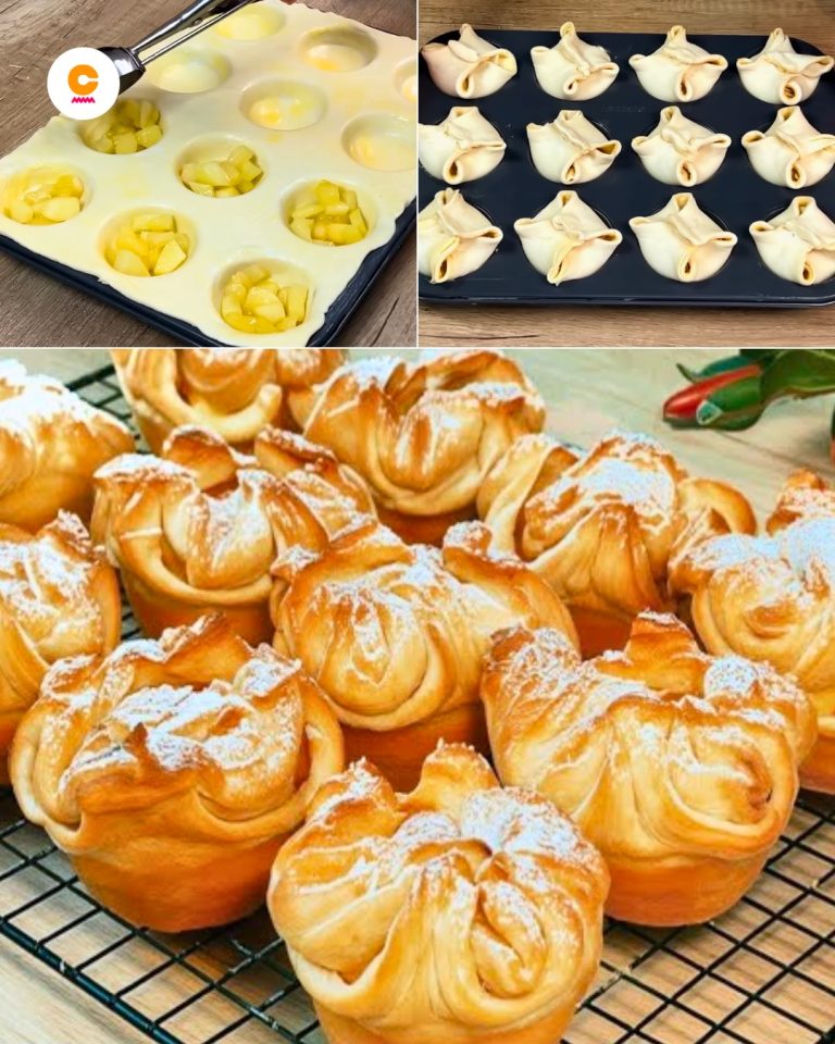 Muffinki z ciasta francuskiego i jabłka 🍎😋 Z kremowym i smacznym nadzieniem staną się Twoimi ulubionymi!