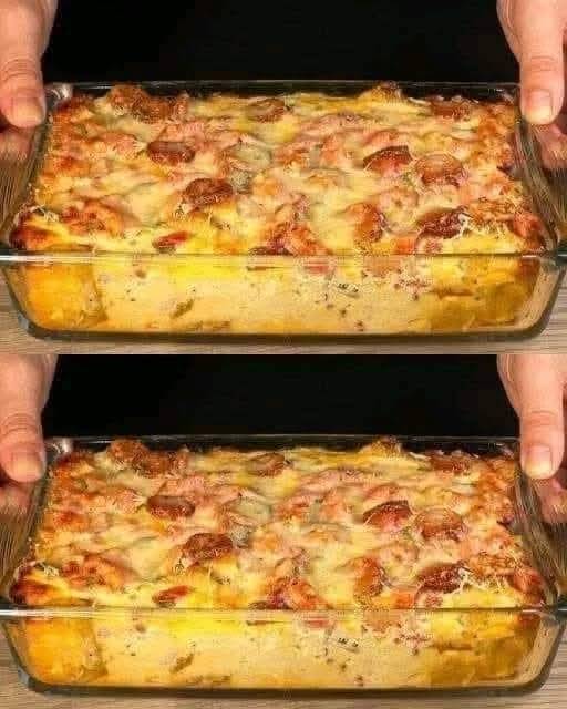 Lasagne z szynką i kurczakiem w sosie białym