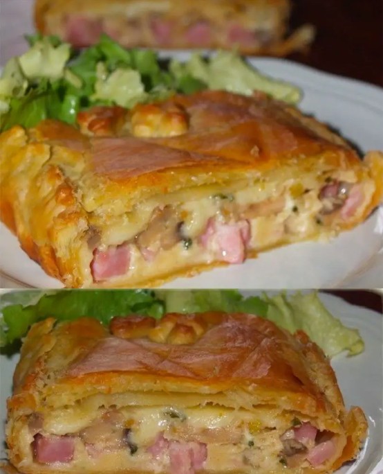 Ciasto z szynką, pieczarkami i camembertem: wykwintny aperitif!