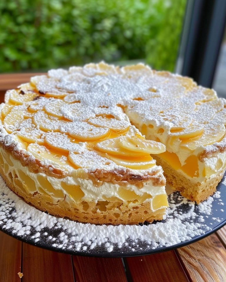 „Delikatny Tort Brzoskwiniowo-Śmietankowy: Owocowy Smak Lata na Twoim Stole”